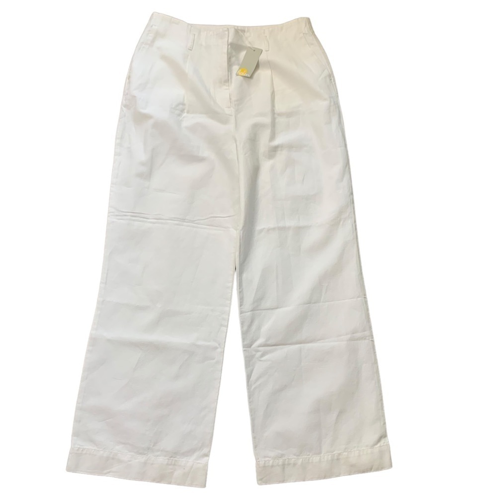 Boden New With Tags Cotton Linen Wide Leg Front Pleated High Rise Pants Size 12R